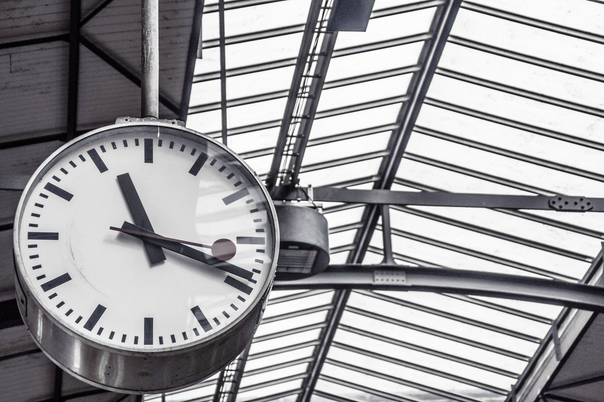 Clock in a train station