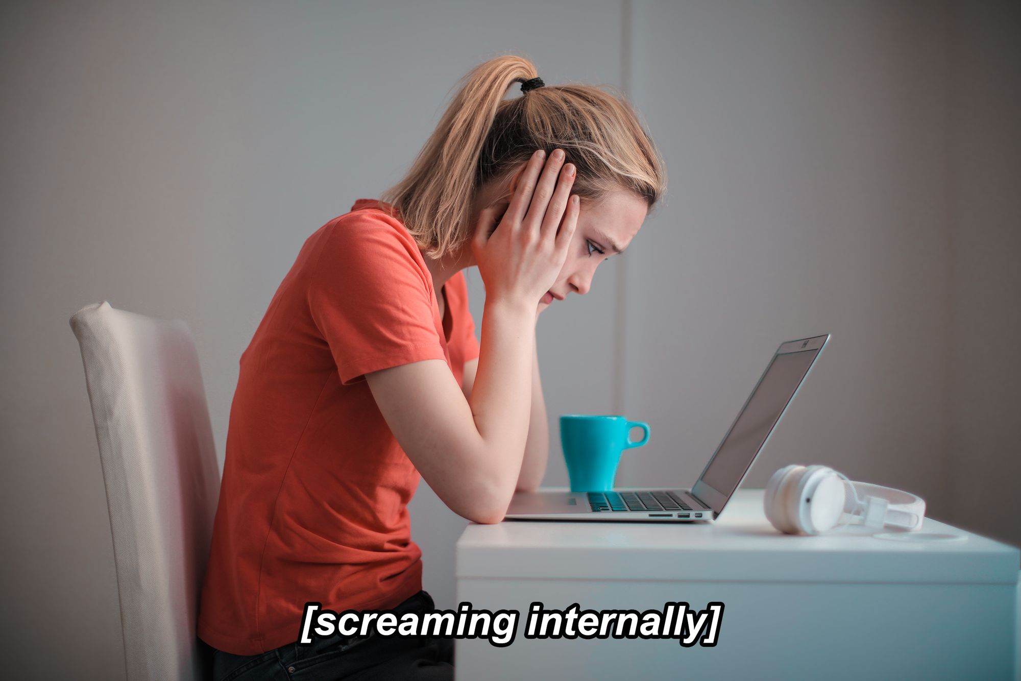 Girl at her desk studying