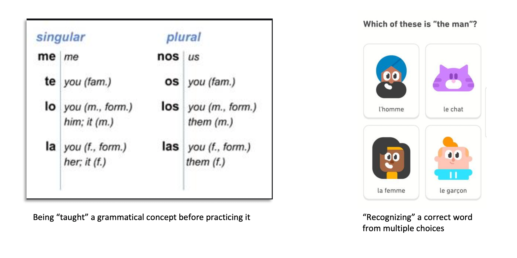 Language lesson for language production