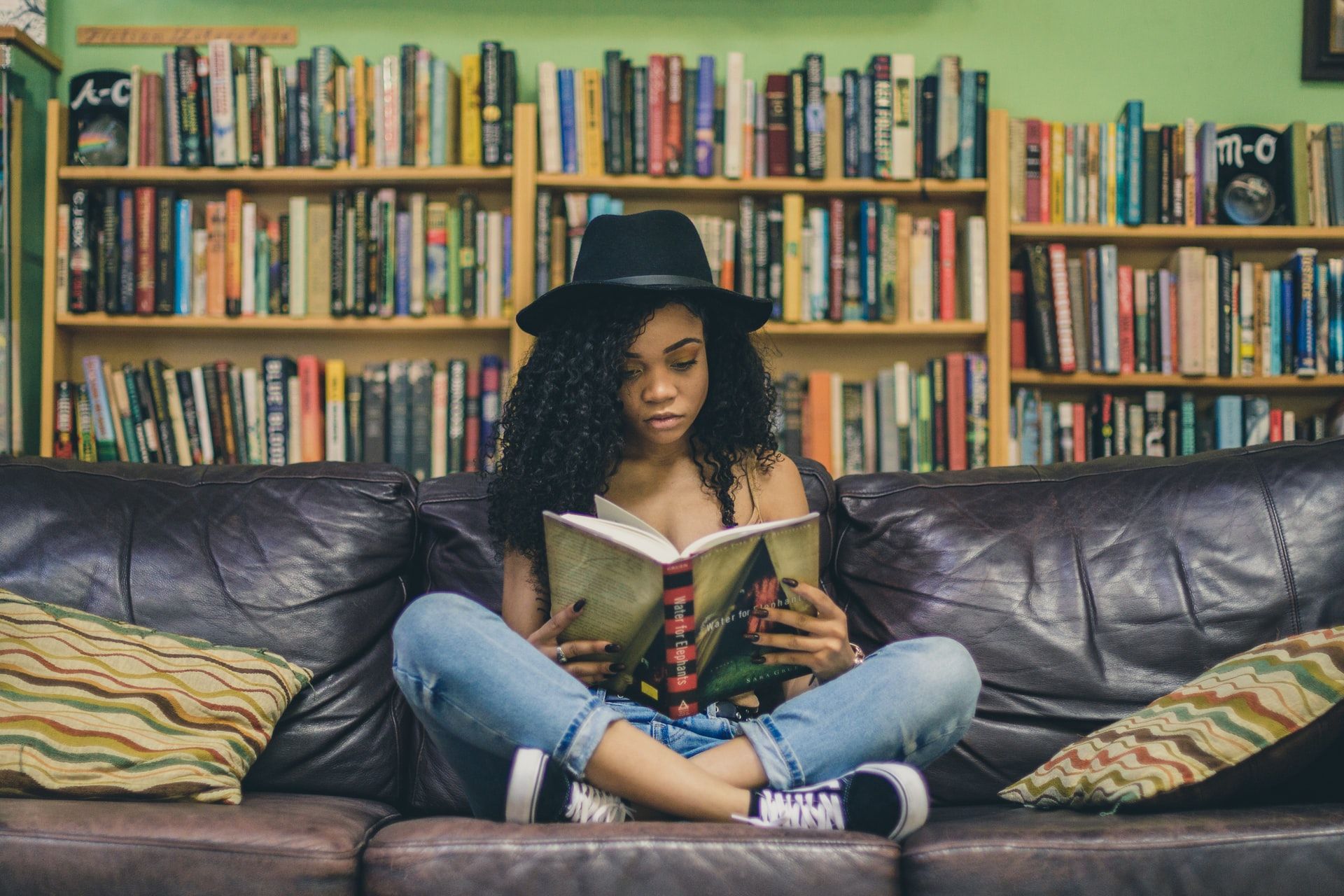 Girl reading in the library