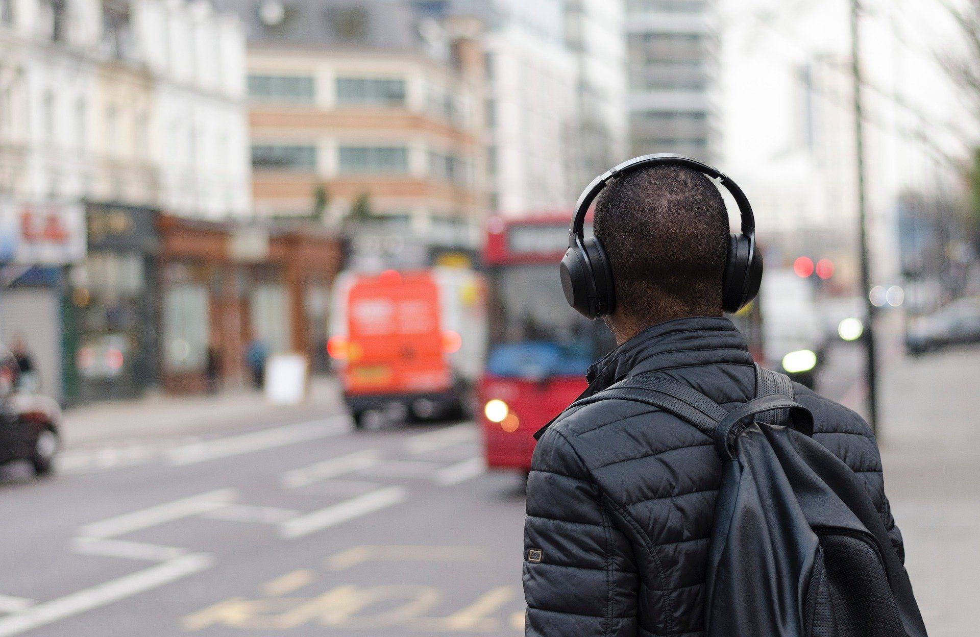 Man listening to music with headphones