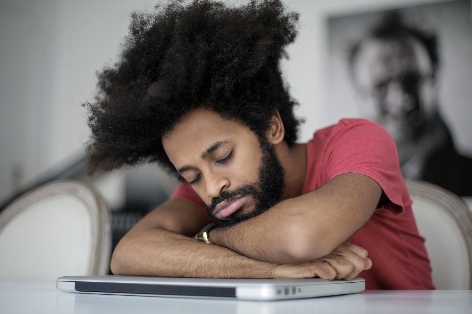 Man sleeping on the desk