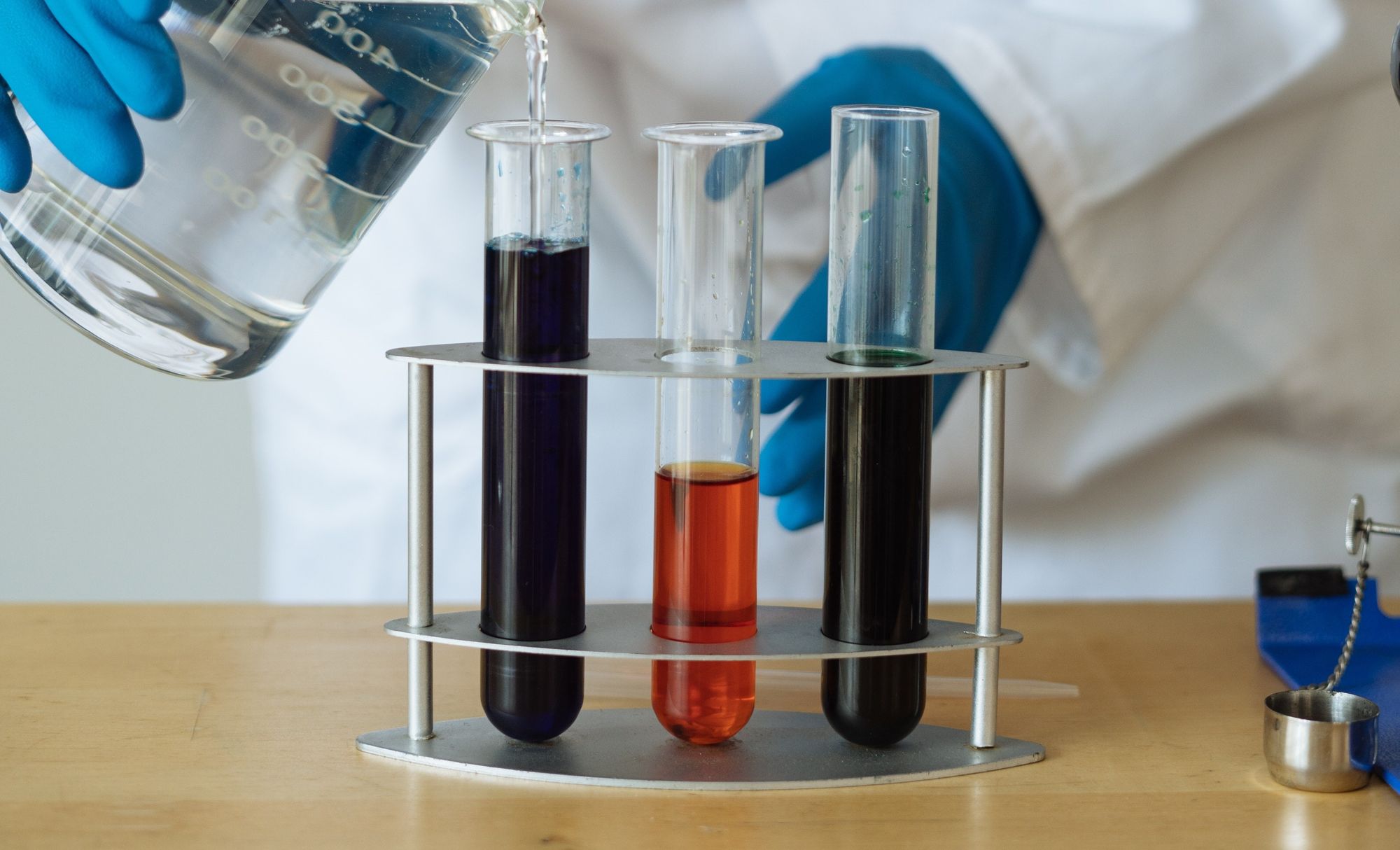 Test tubes on a desk