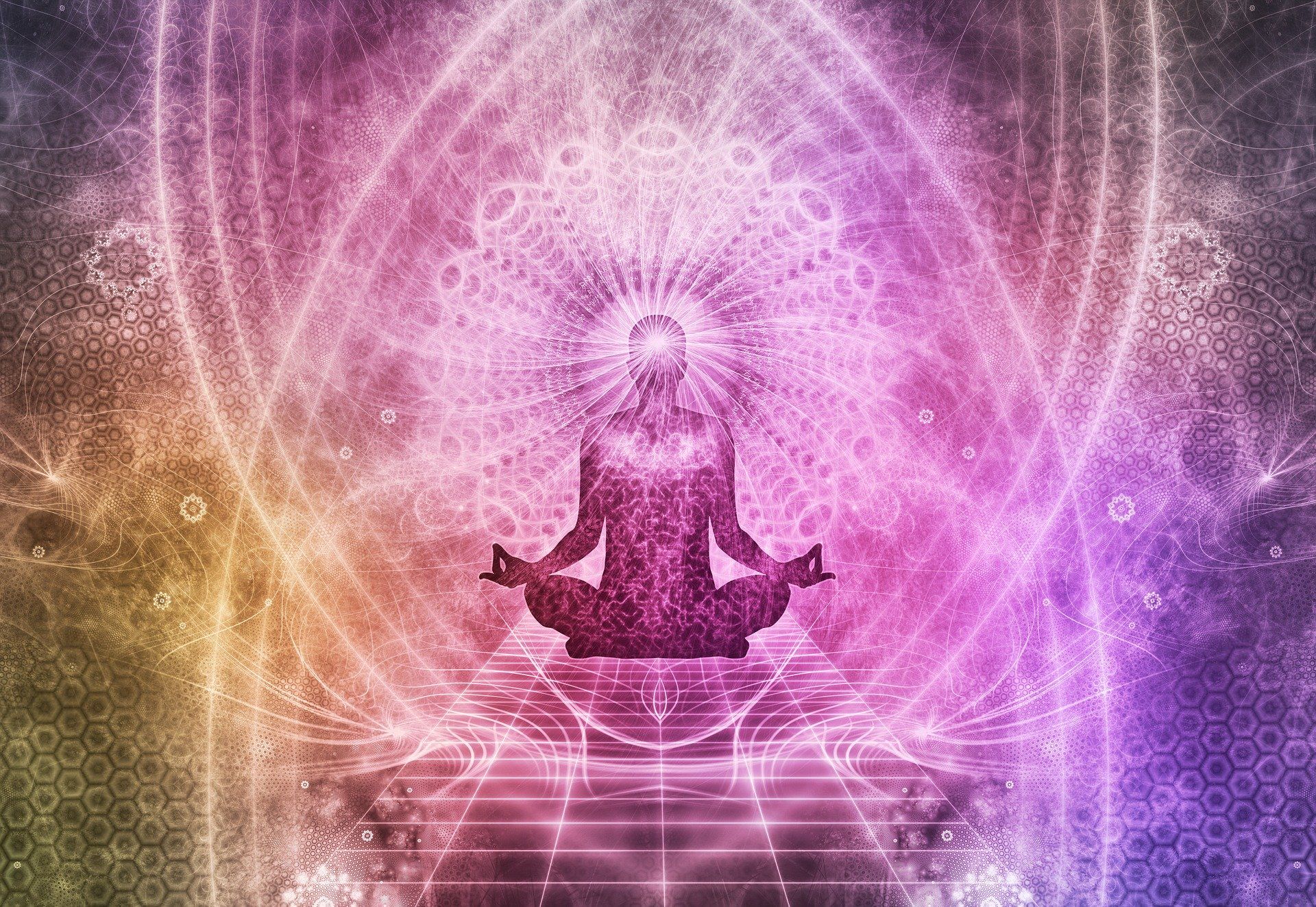 Colorful image of person meditating to improve concentration