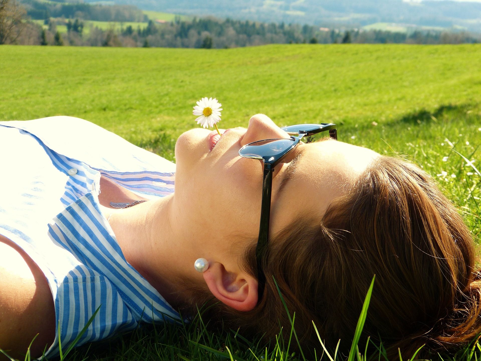 Woman lying the grass