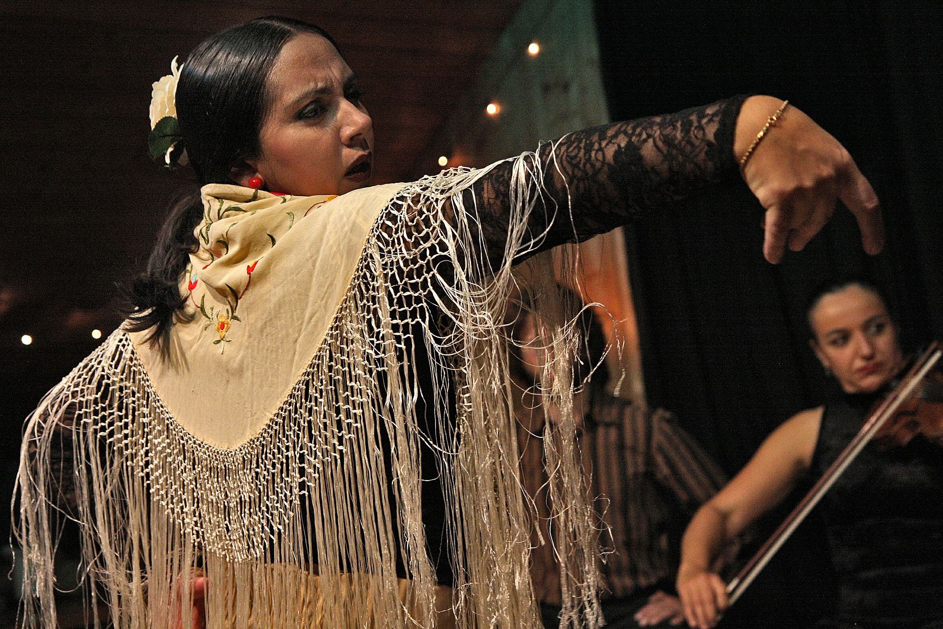 Spanish lady dancing flamenco