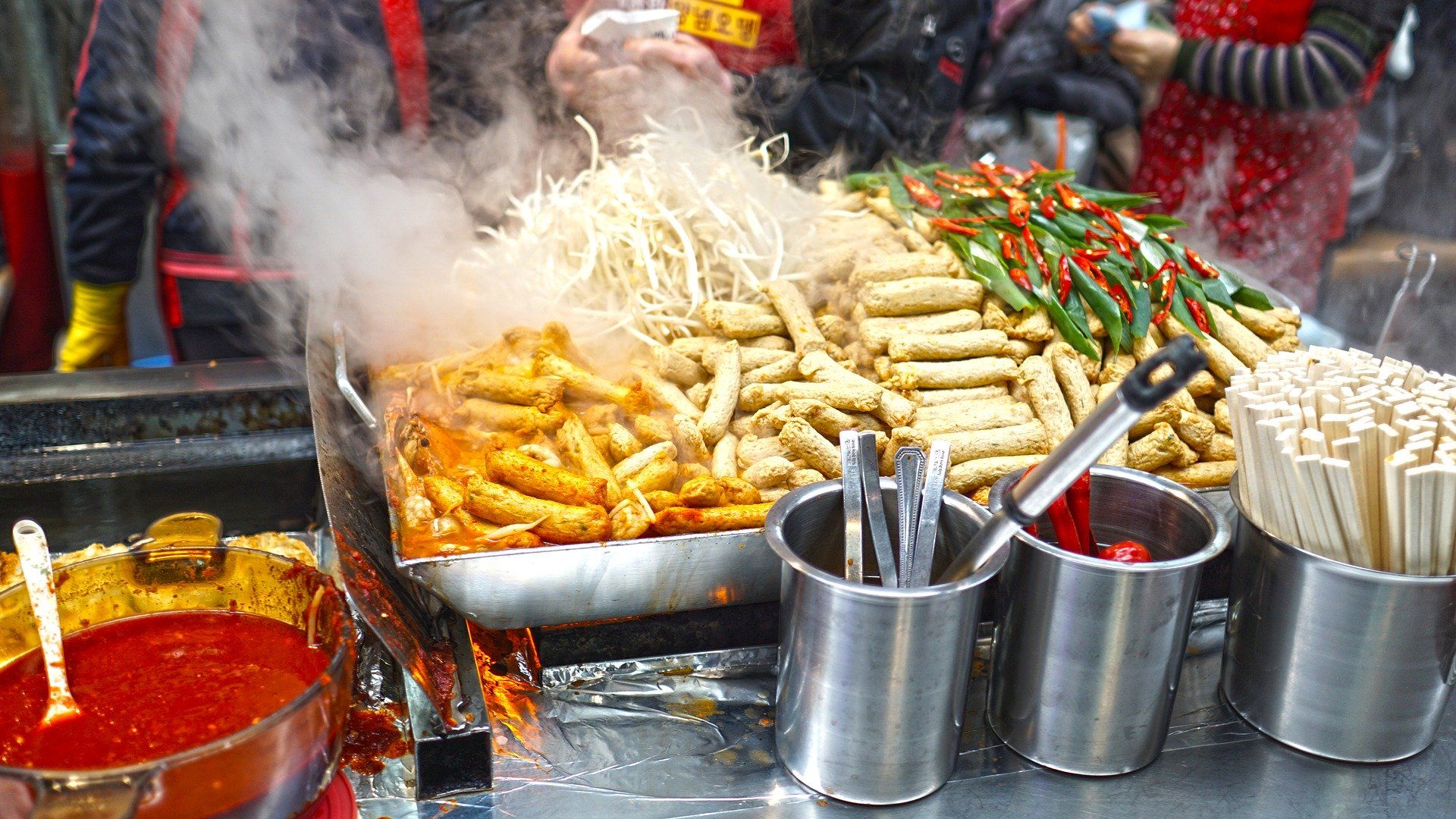 A kitchen with exotic food