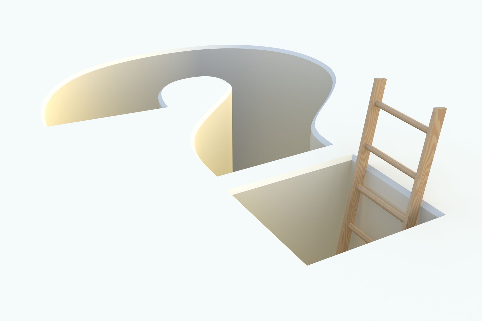 Escalera dentro de un signo de interrogación 3D