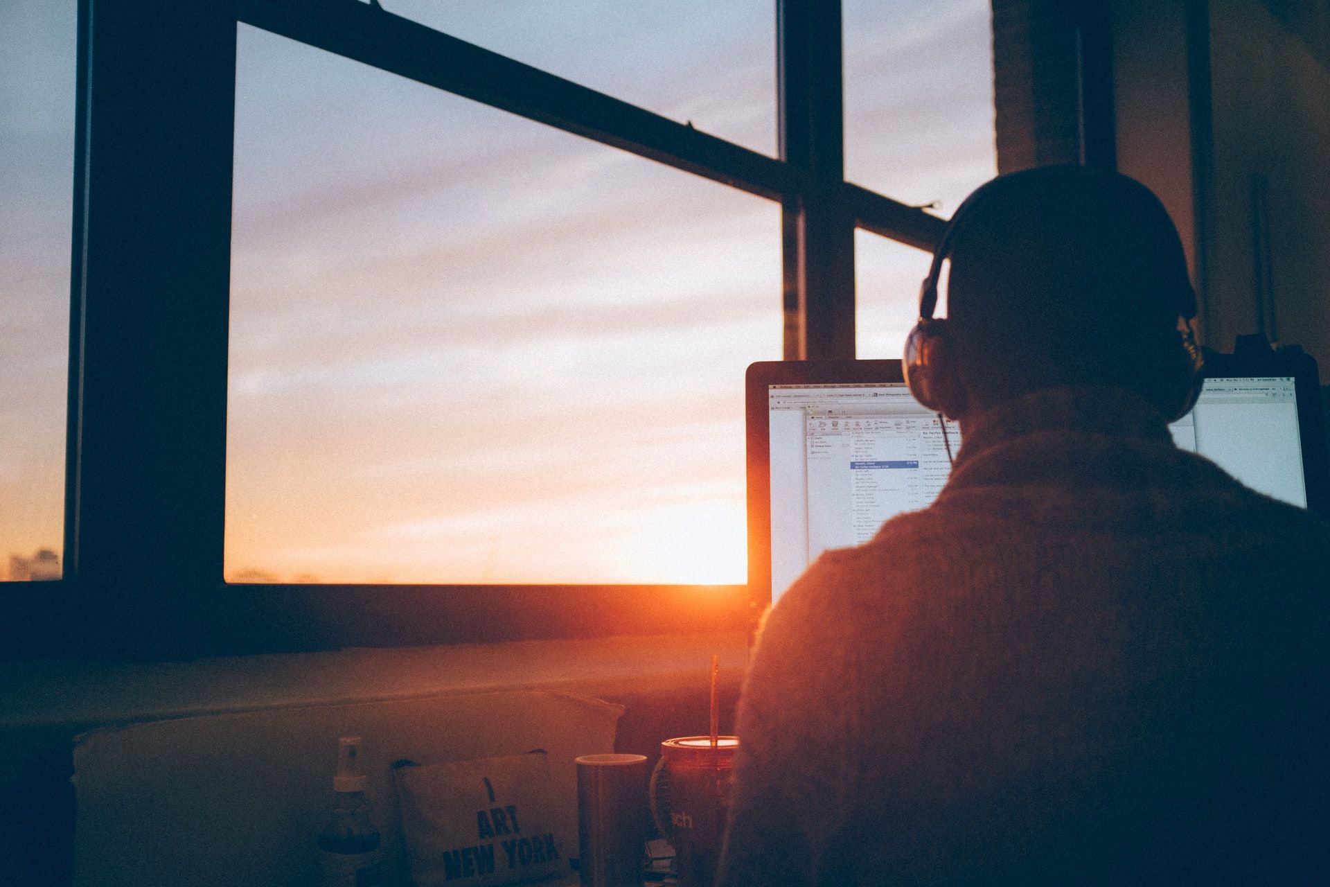 man listening to music for studying