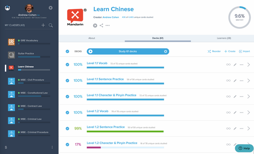 Brainscape learn chinese flashcards