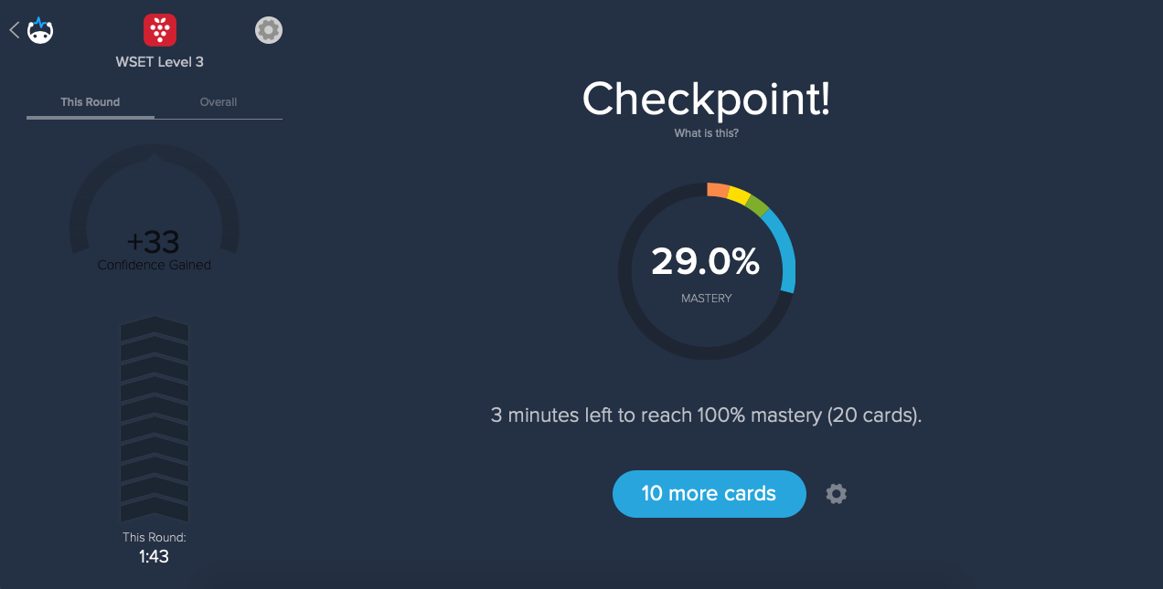 Brainscape checkpoint in WSET Level 3 exam flashcards