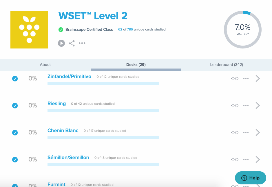 Brainscape flashcards for the WSET Level 2 exam