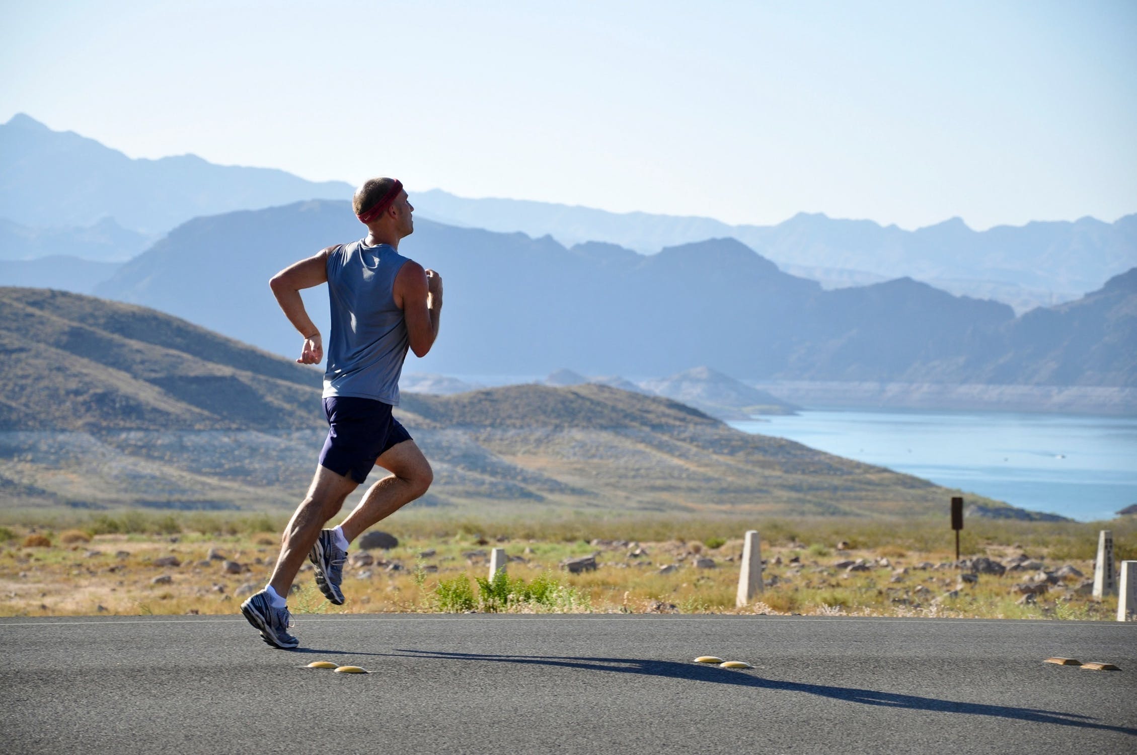 Man running on the road; Bar exam