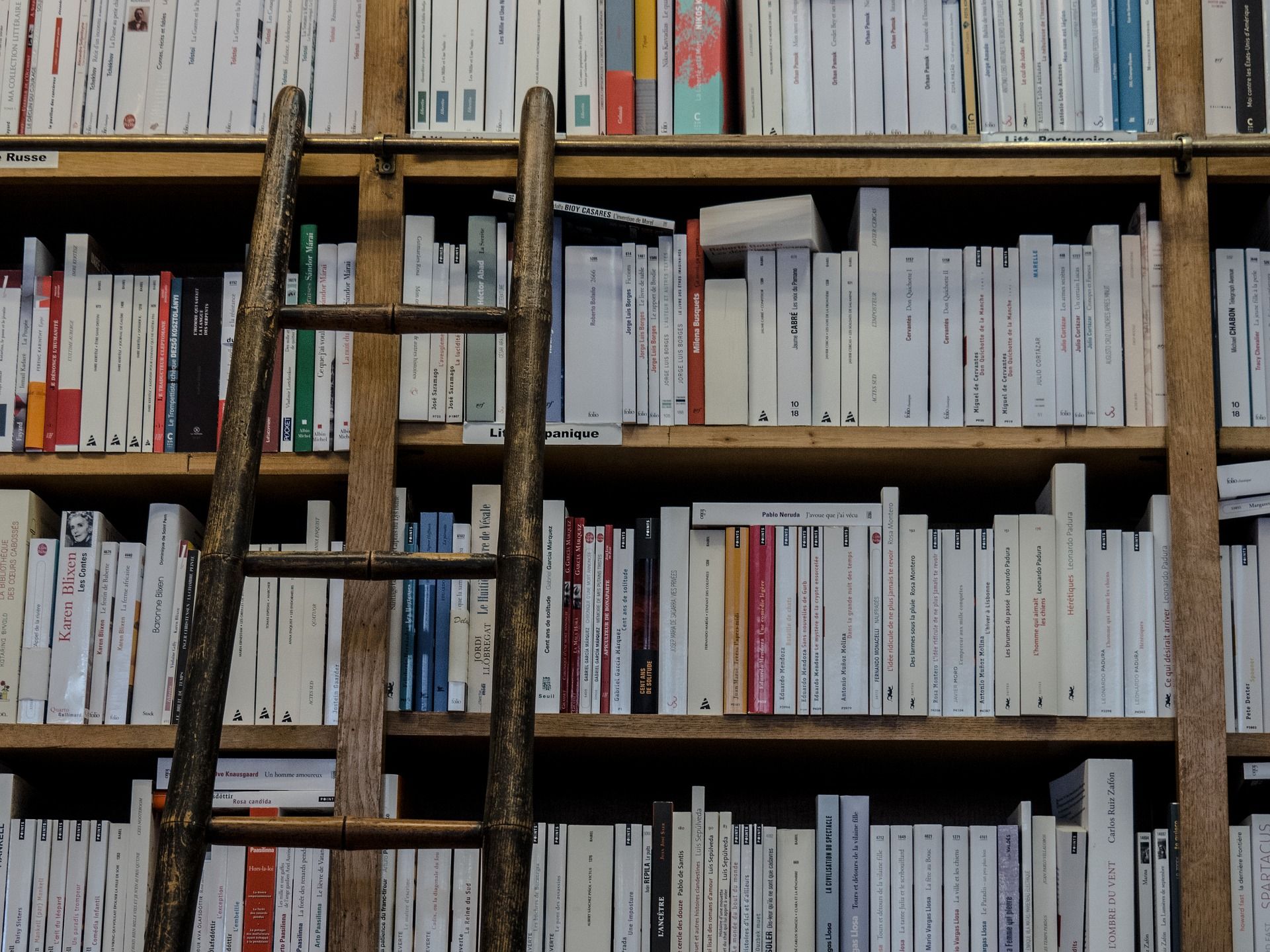 Shelves of books; NCLEX practice questions