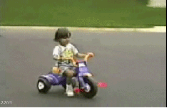 girl riding tricycle into the curb, ZPD