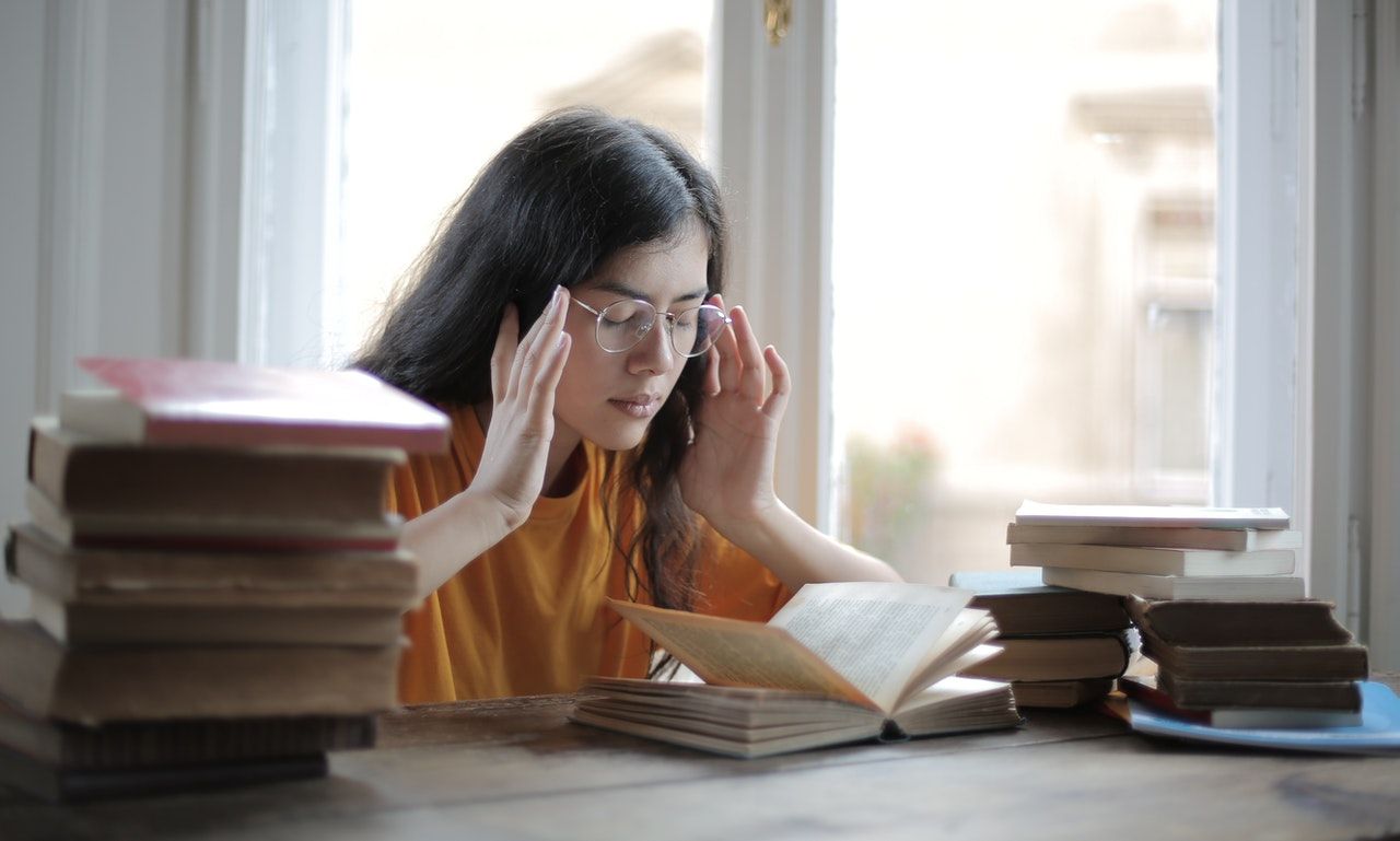 woman study for practice bar exam