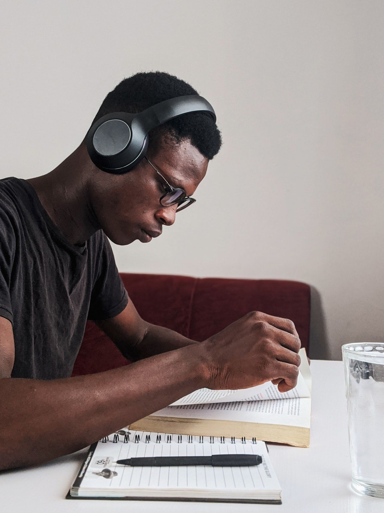 Man studying for practice bar exam