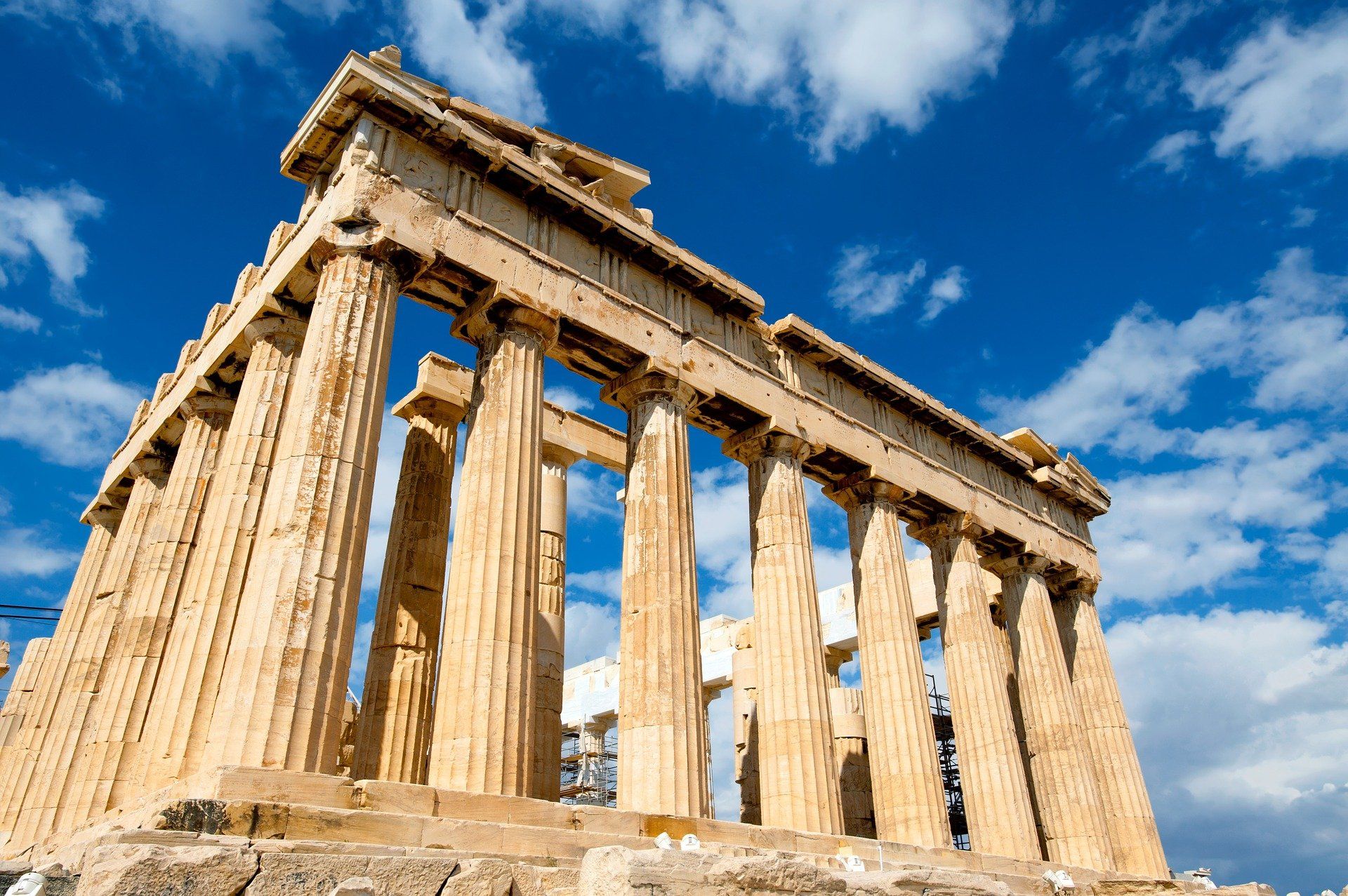 Parthenon from ancient greek times, building of columns