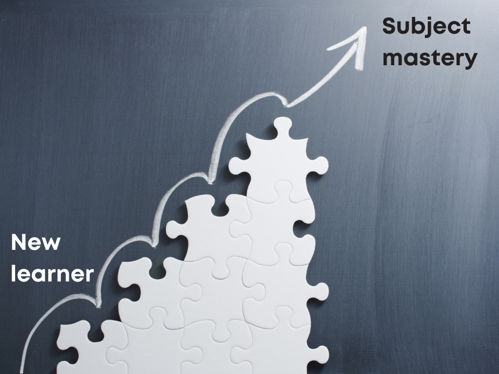 Diagrama de dominio de materias y aprendizaje de materias;  negocio elearning