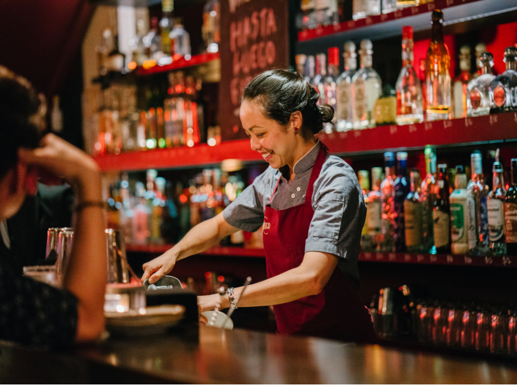 Female bartender; certified spirits specialist