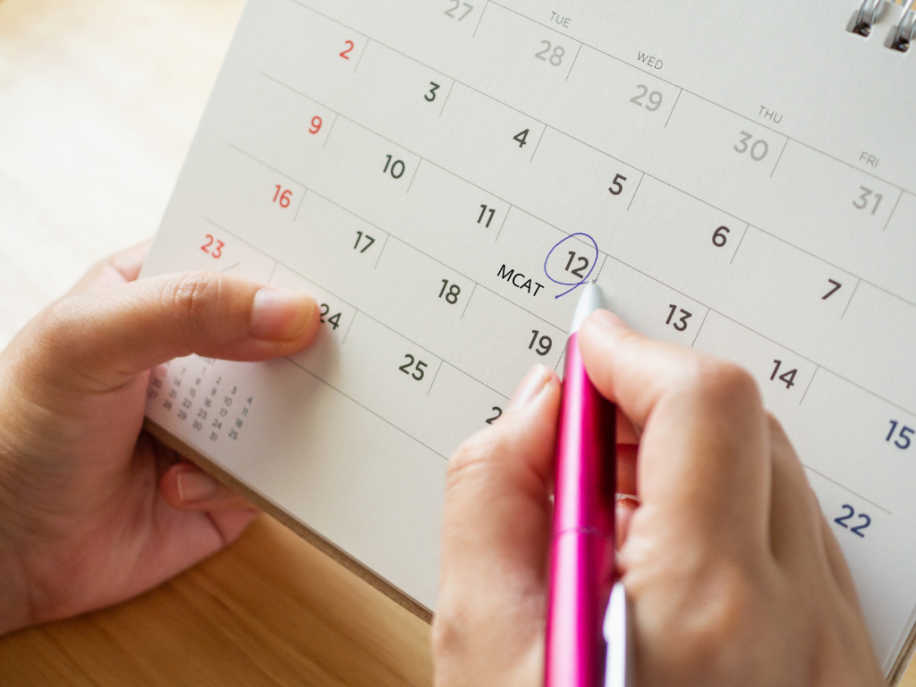 Marking a calendar for MCAT prep