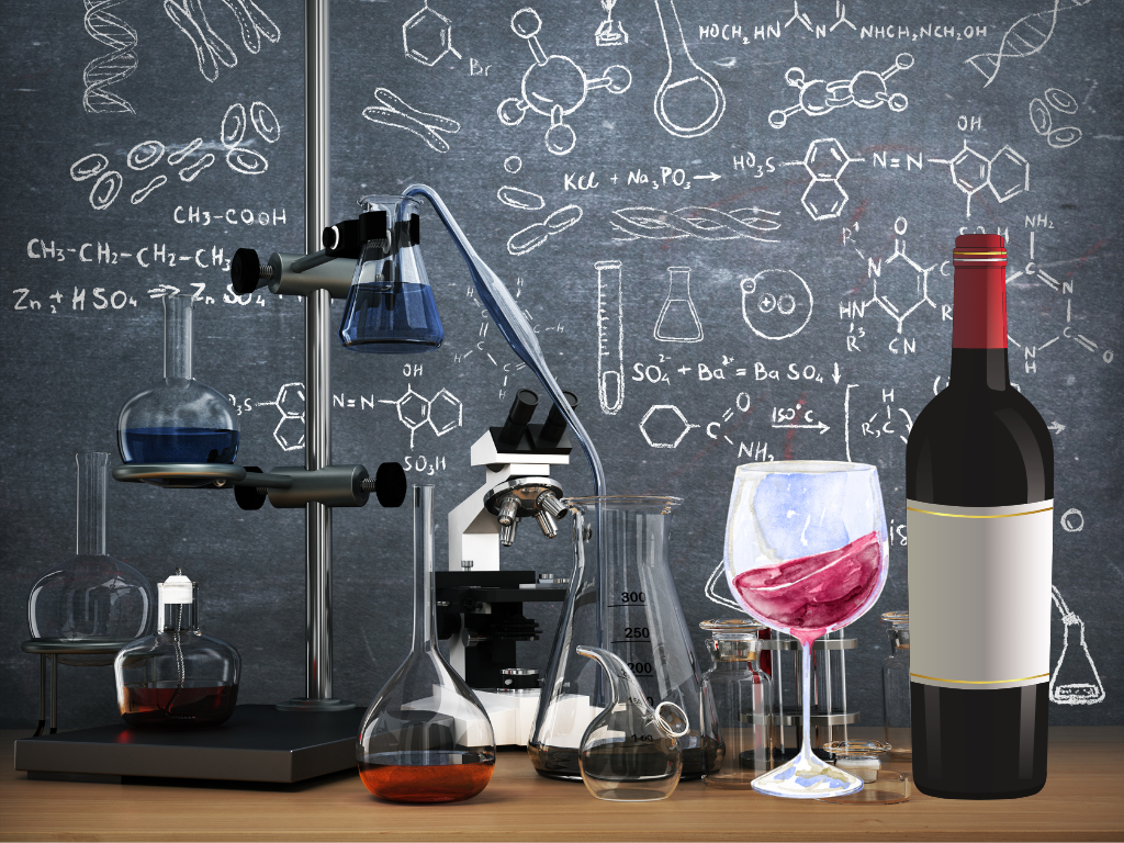 Chemistry set and a wine bottle; what's in wine