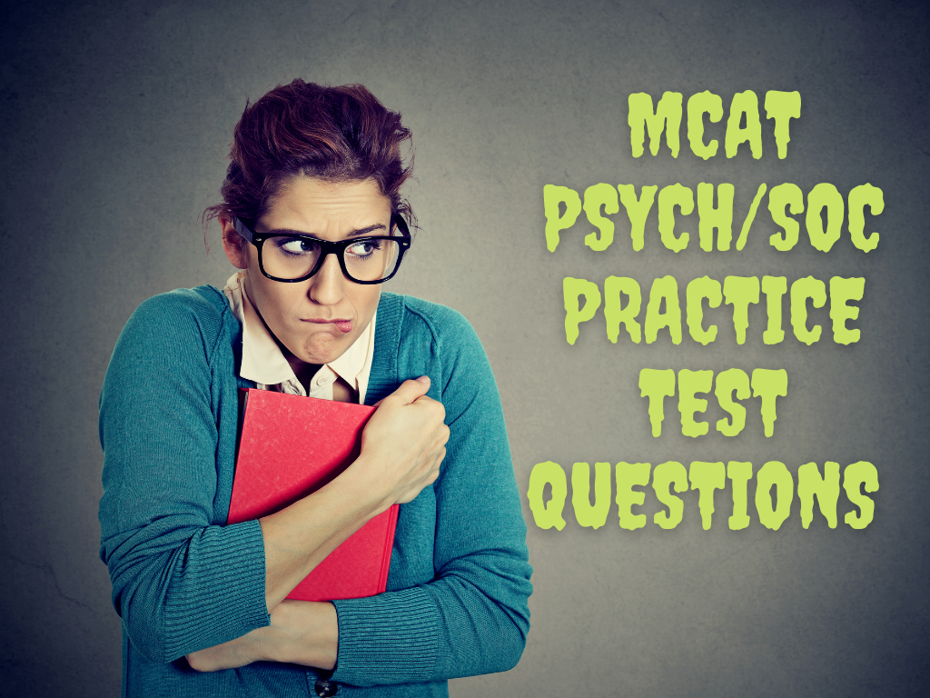 Woman holding books and afraid of MCAT practice test questions
