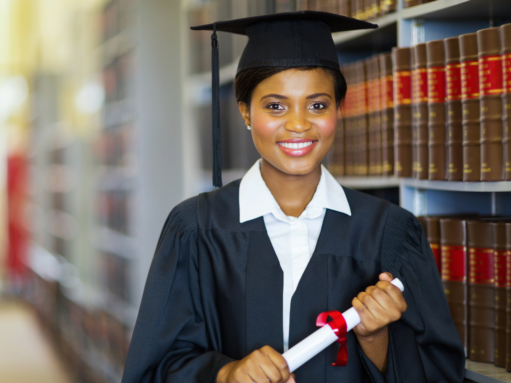 female law student graduating; going to law school