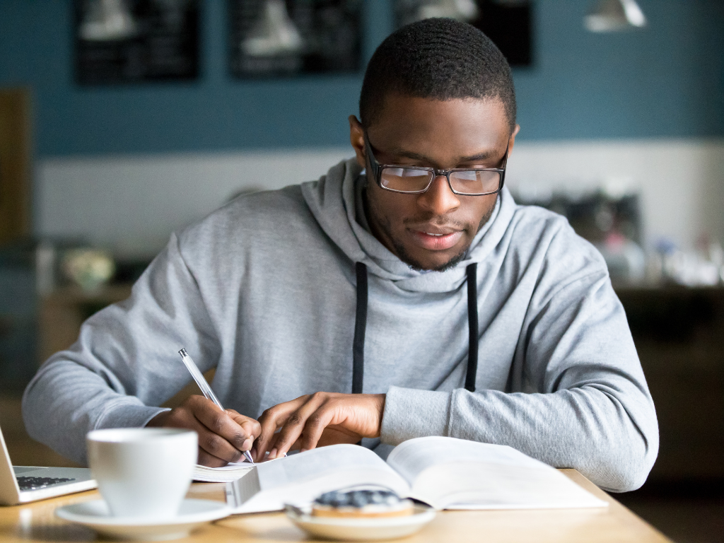 Man studying for MBE exam; Bar exam stress