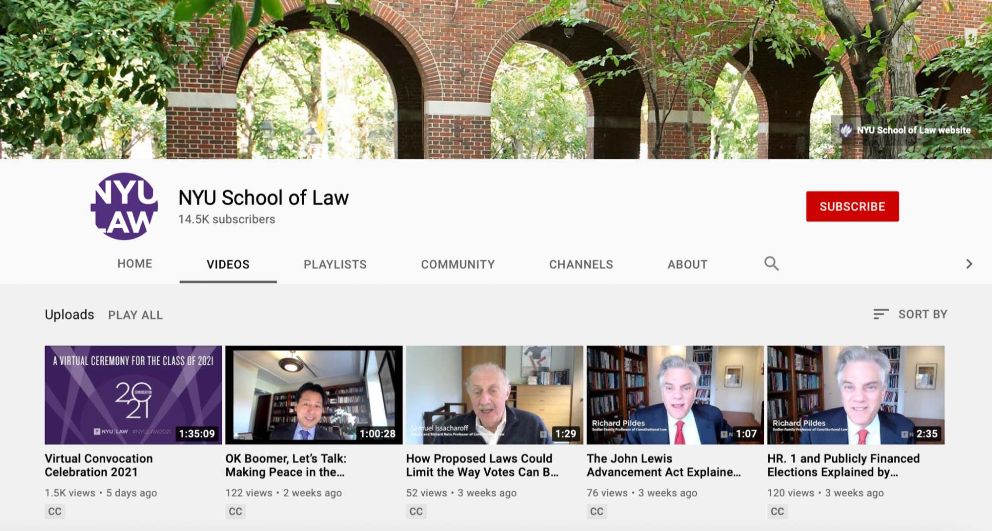 NYU school of law youtube channel video screen