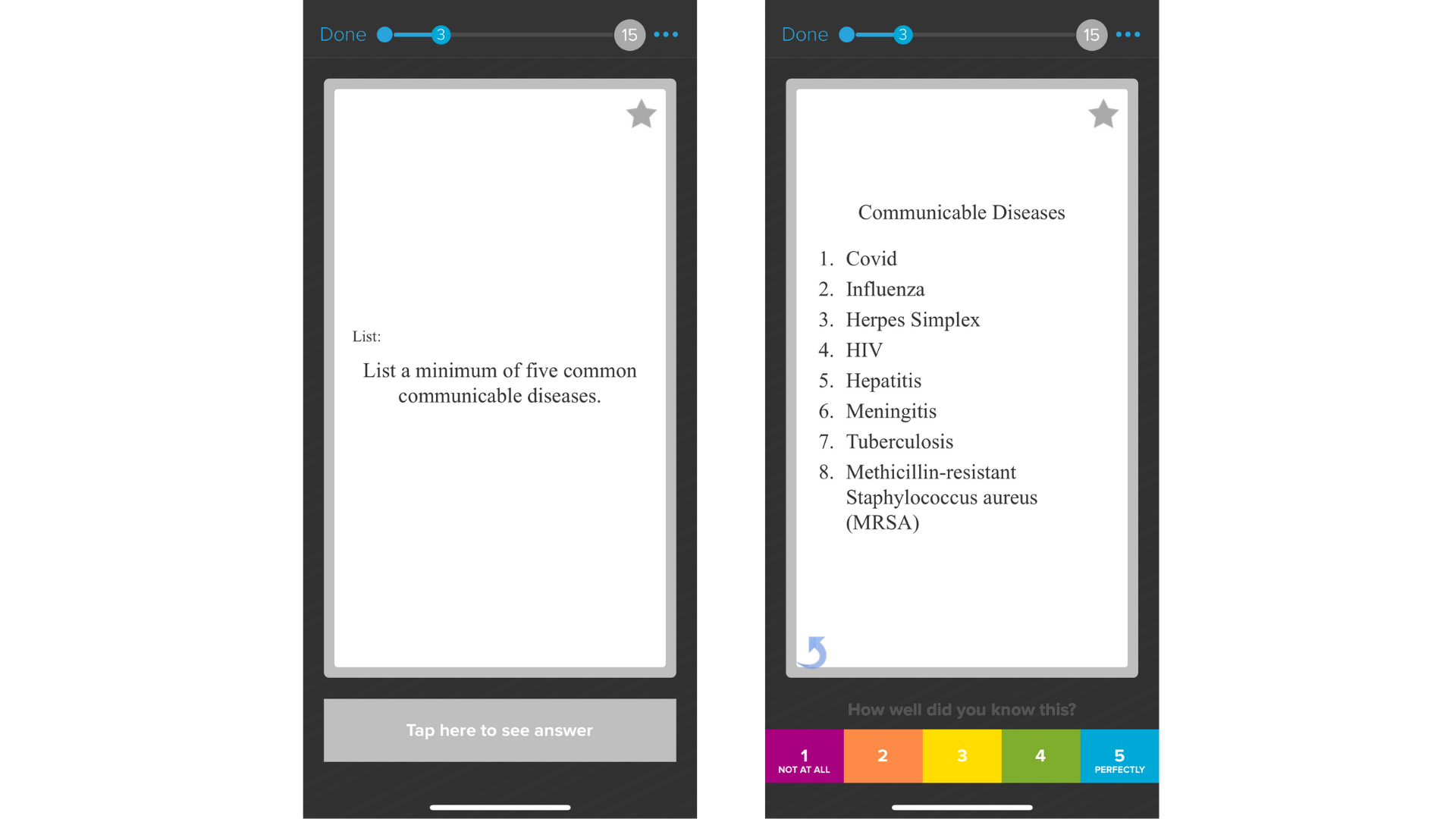 Brainscape's NREMT EMT Flashcard screen with question and answer