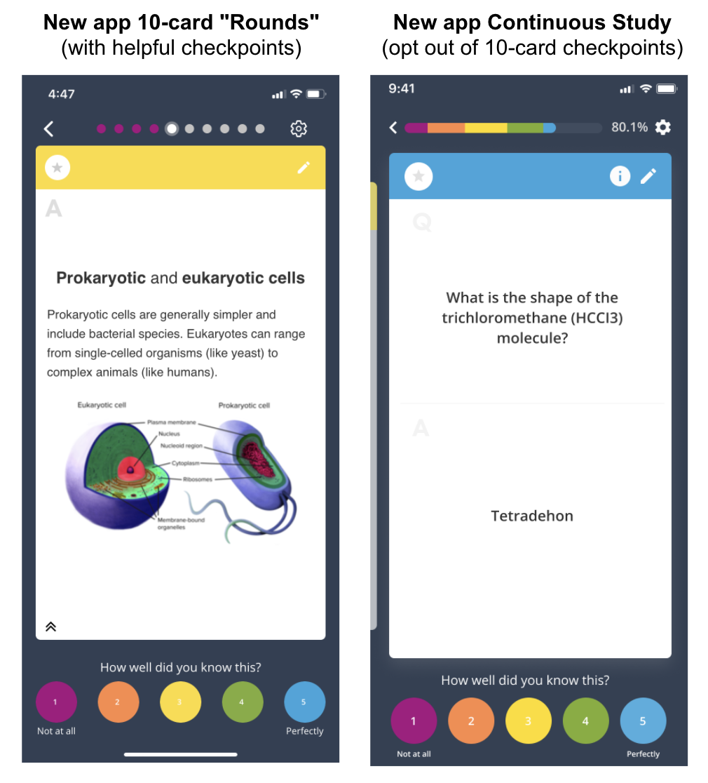 Brainscape new app digital flashcard study screen October 2021