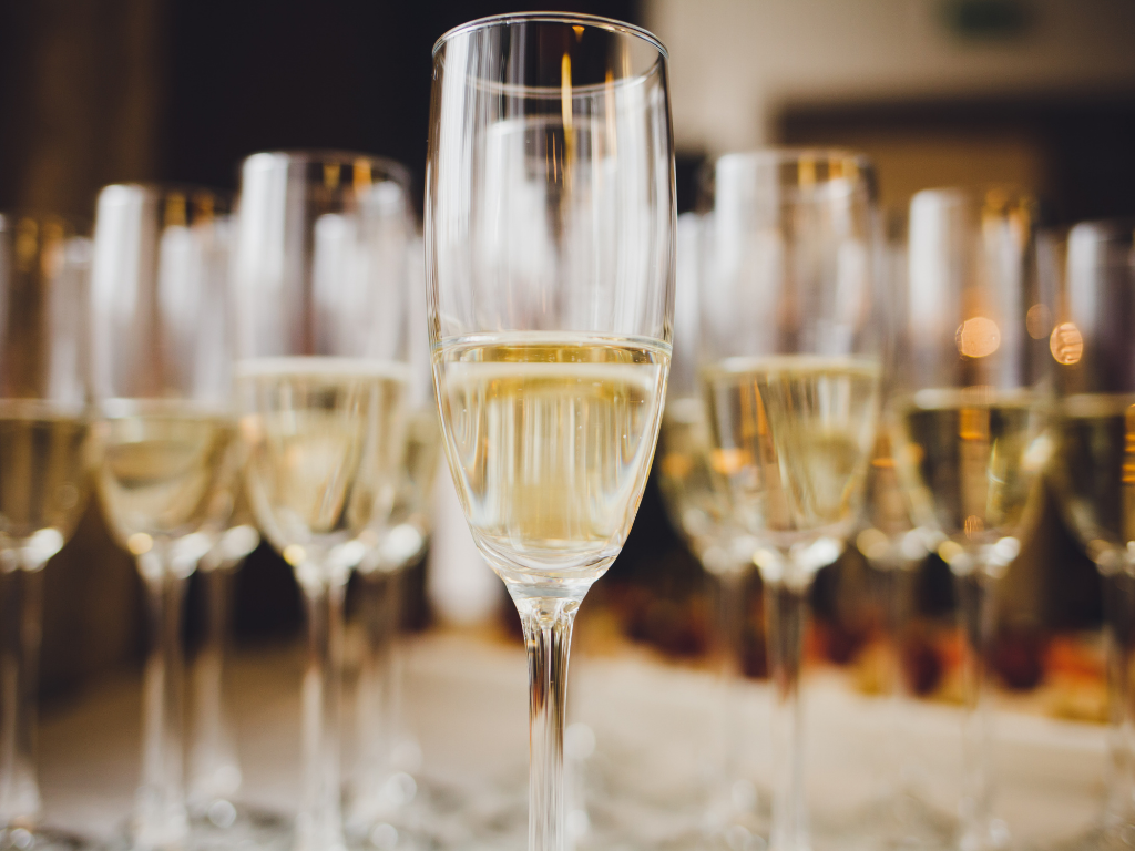 Glasses of sparkling wine on a table together