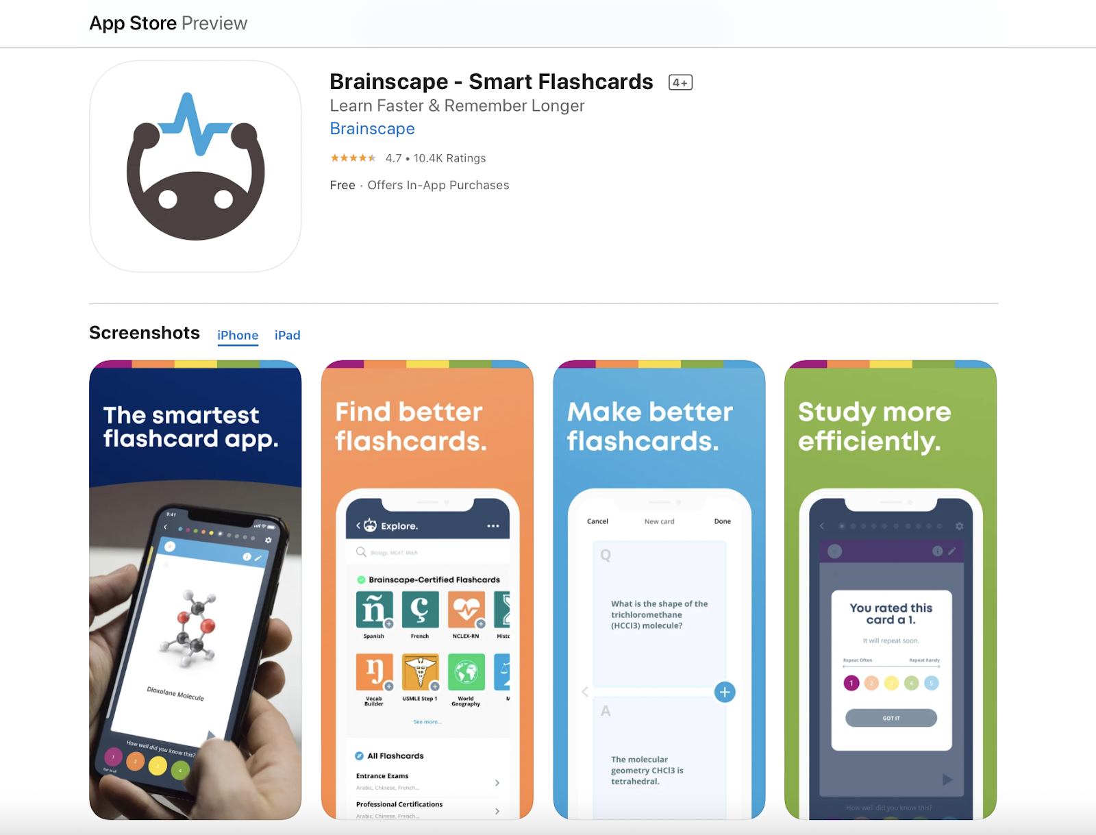 Brainscape smart flashcard app