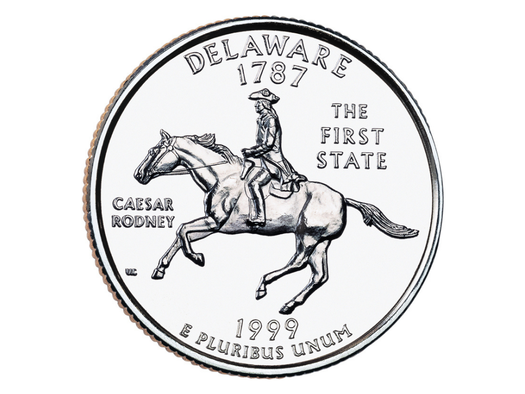 Delaware’s state quarter with founding father Caesar Rodney
