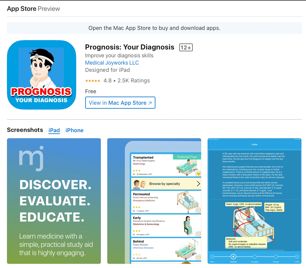 Prognosis medical app