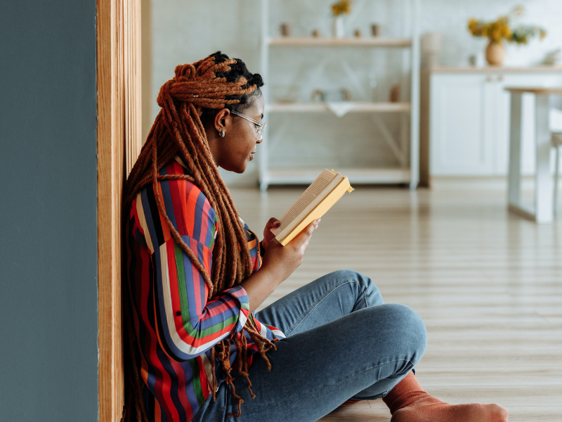 Woman reading at home