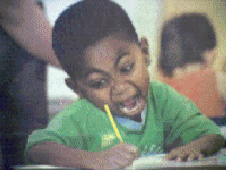 Funny GIF of a kid writing really fast