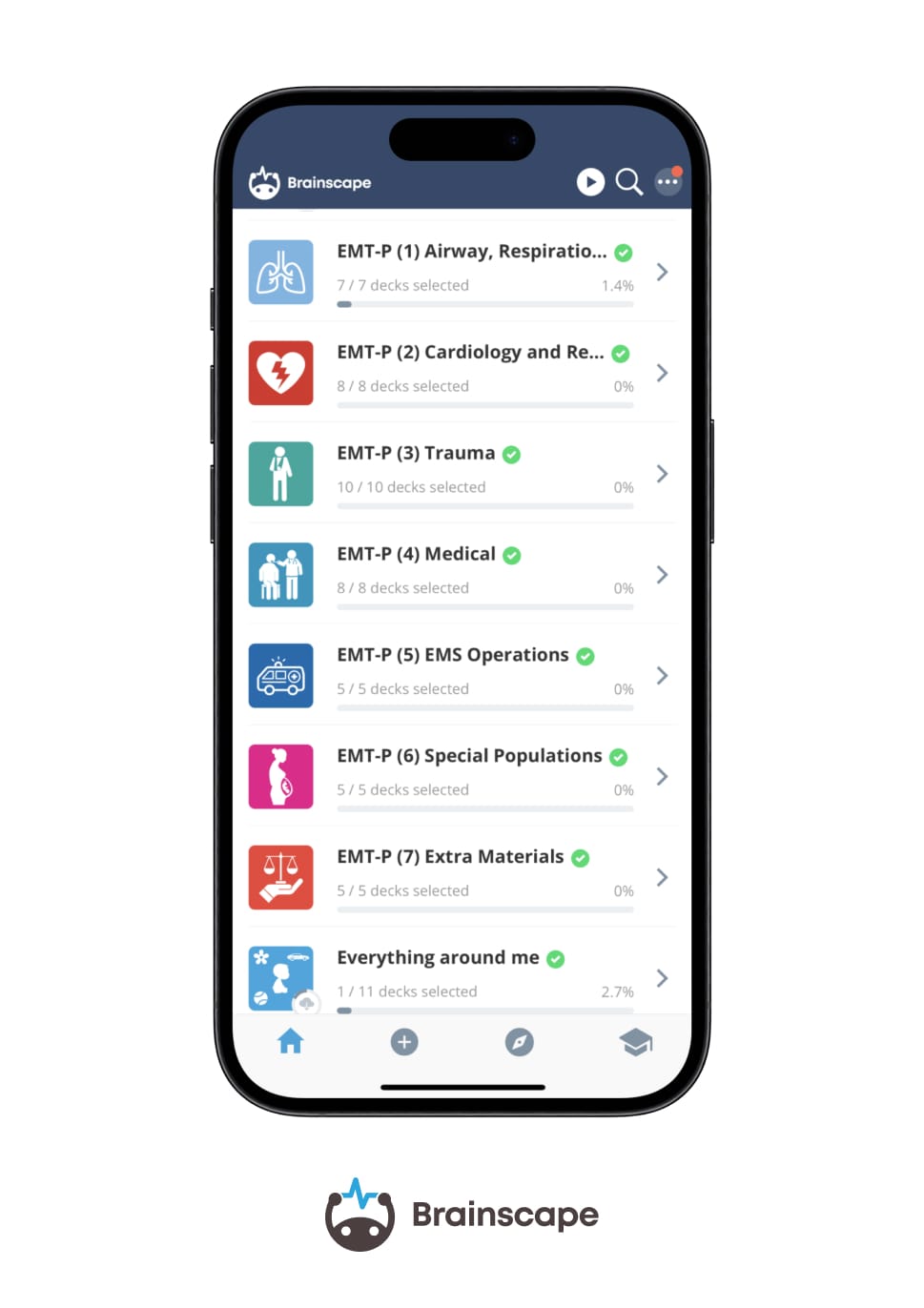 Brainscape's NREMT Paramedic study app