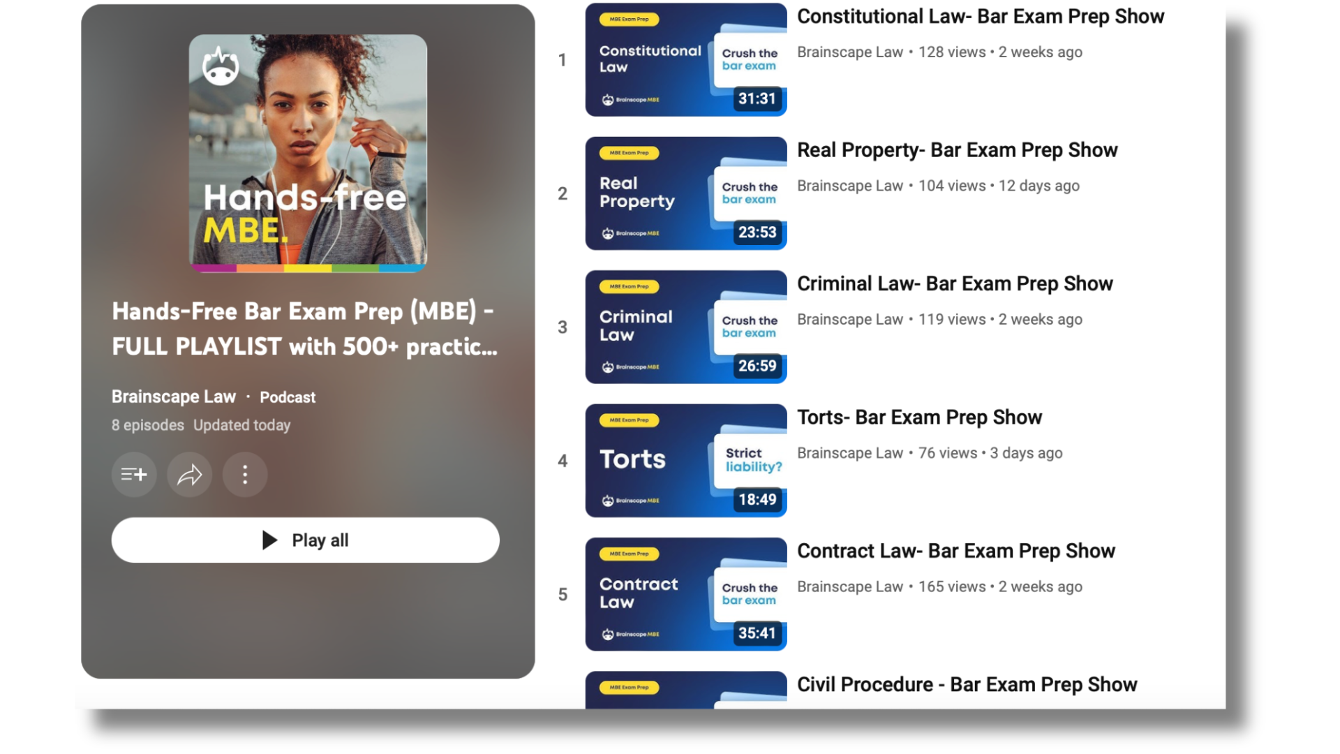 Brainscape Law's bar exam prep videos