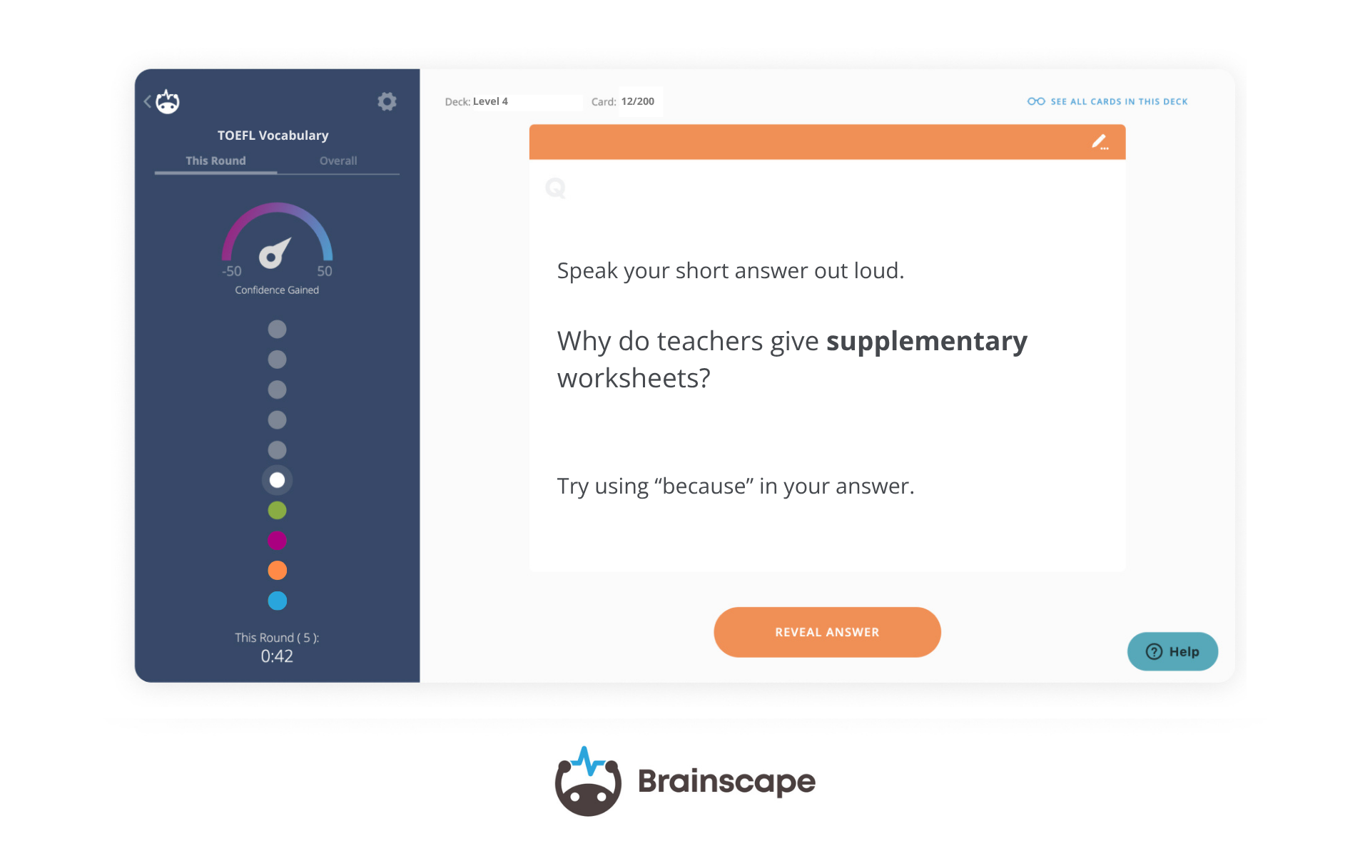 Brainscape's TOEFL Vocabulary Web Flashcard